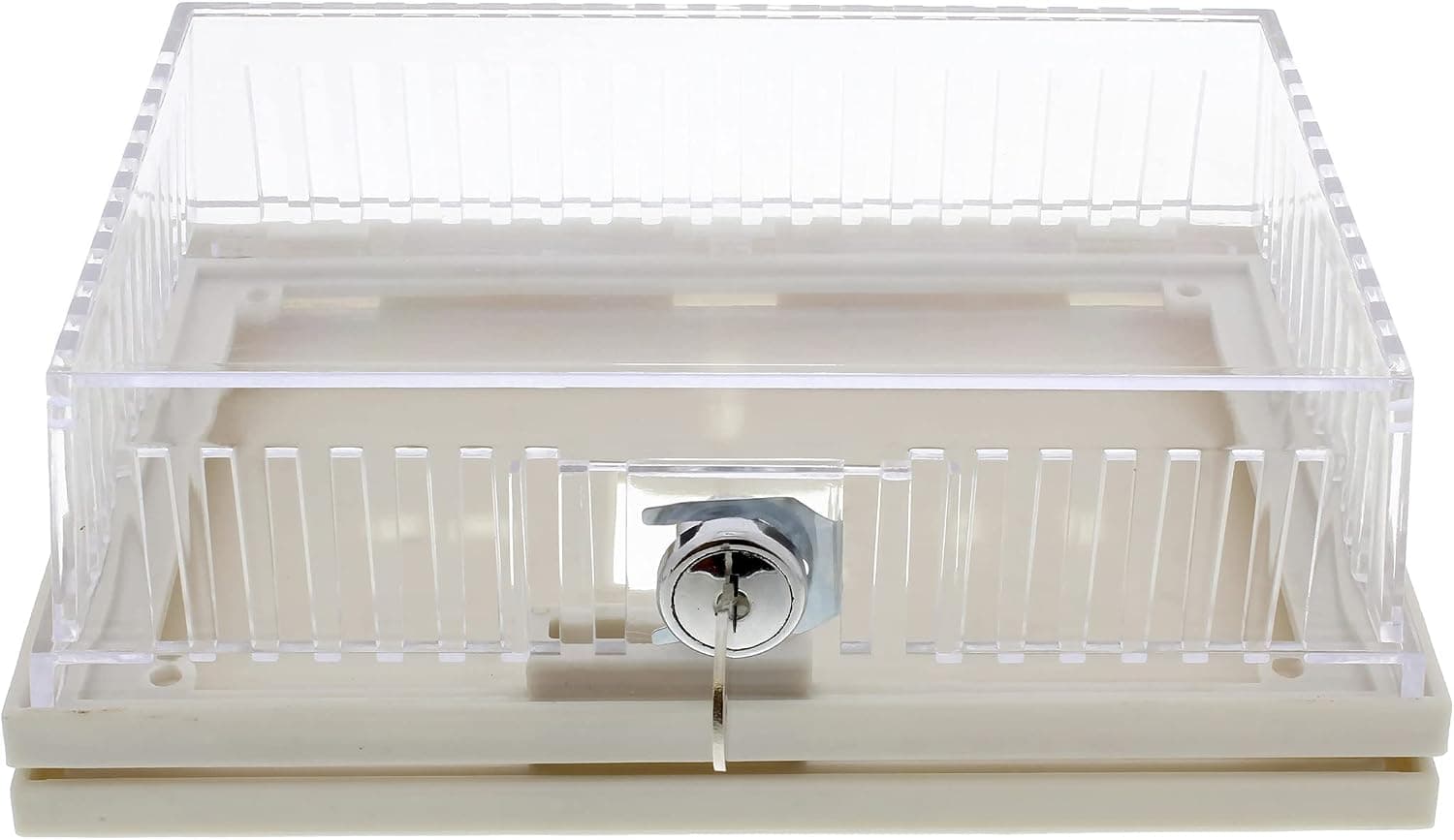 BISupply A/C Thermostat Lock Box with Key L 1pk - Plastic Locking Wall Thermostat Cover - Lockable Heat and Air Condition Control Panel Cover
