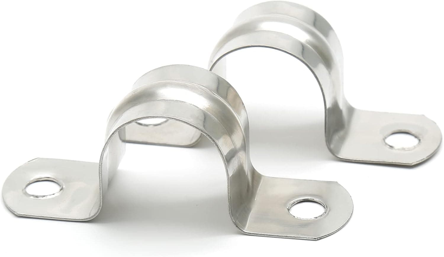 Suiwotin 50PCS M20 (3/4 Inch) Conduit Clamps, Stainless Steel Two Hole Strap U Bracket Rigid Pipe Strip, Cable Clamp Hanger with 2 Holes Fit for 3/4 inch Pipes OD