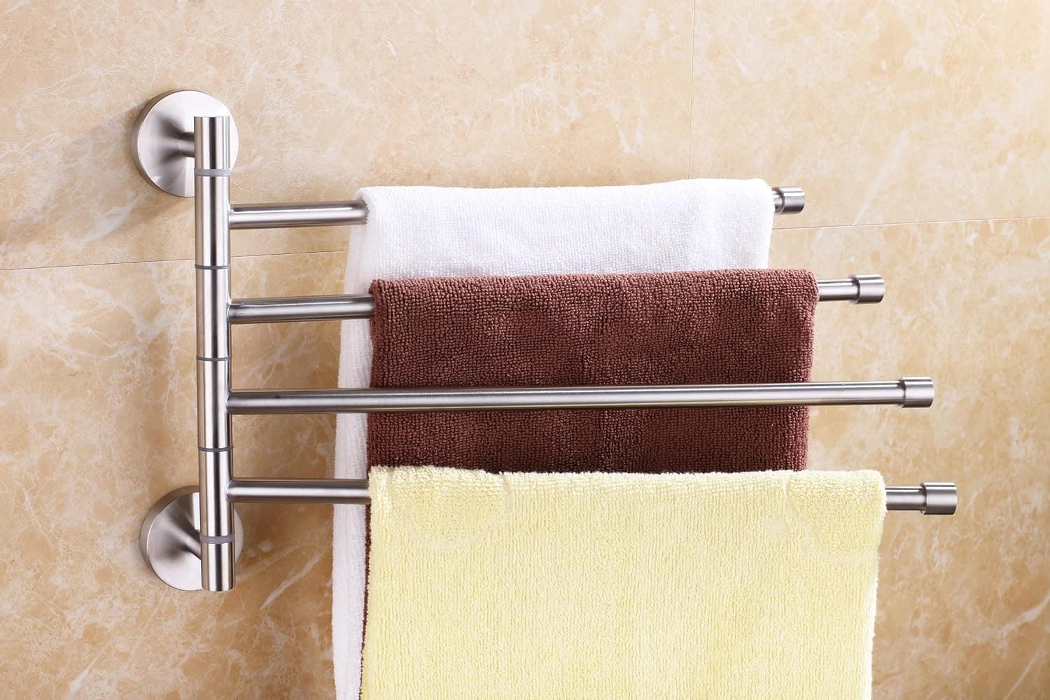 XVL Swing Towel Bar 4 Arm Bathroom Storage Organizer SUS304 Stainless Steel Brushed G213-G
