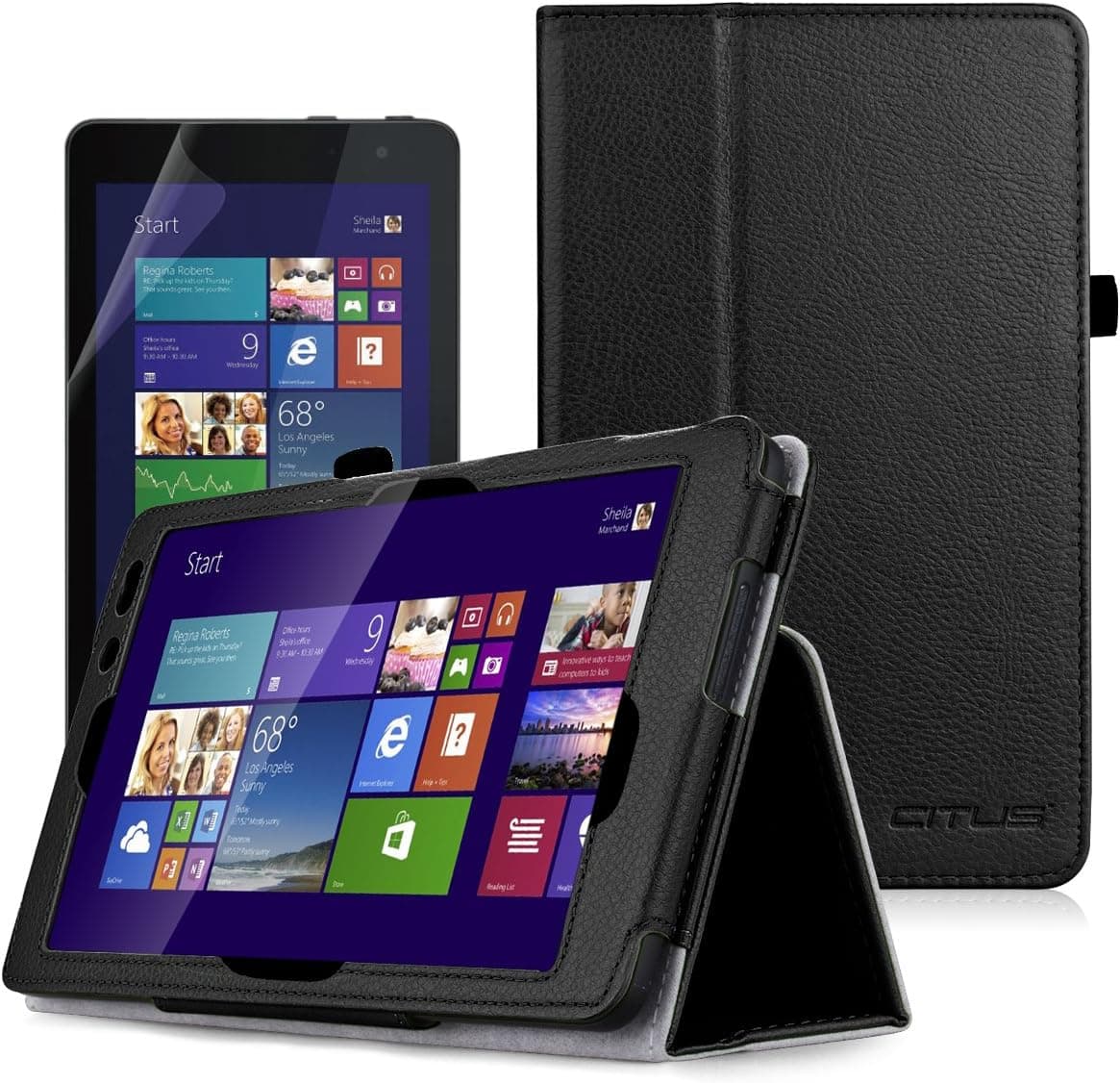 CITUS SlimFit Series Ultra Light Weight Shell Stand Case for Dell Venue 8 Pro Windows Tablet - Black