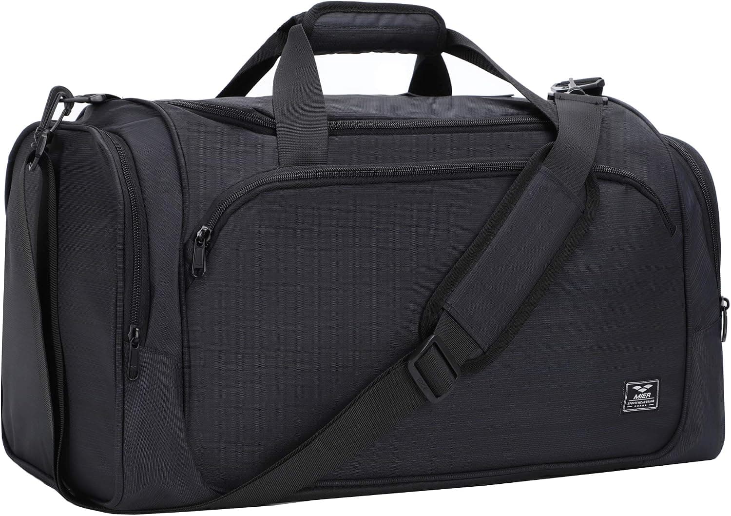 MIER 21Inch Sports Gym Bag with Wet Pocket Travel Duffel Bag for Men Women,Black