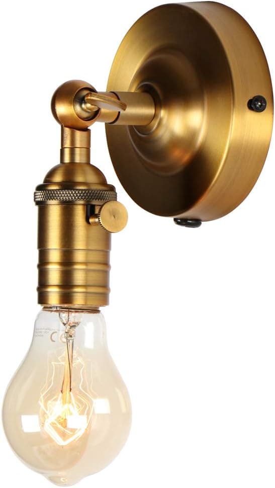 Mini Wall Sconce Fixture, XIDING Upgrade Matt Bronze Finish Vintage Wall Lamp, Single Socket with Candlestick Molding Design, Industrial Rustic Retro Metal Wall Lights, with On/Off Switch. …