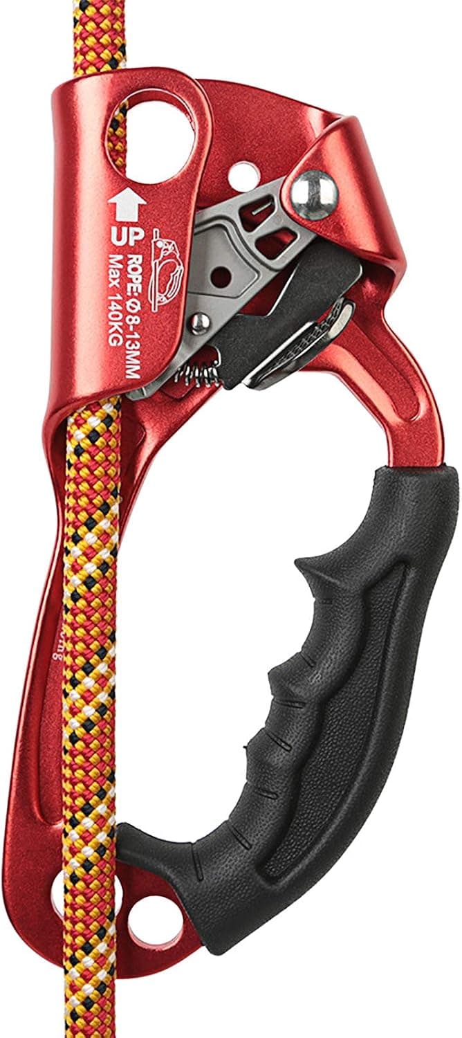 AOKWIT Climbing Ascender, Aviation Light Alloy Rappelling Belay Gear Rock Climbing Tree Arborist SRT Climbing Rope Ascender with Handle Clamp