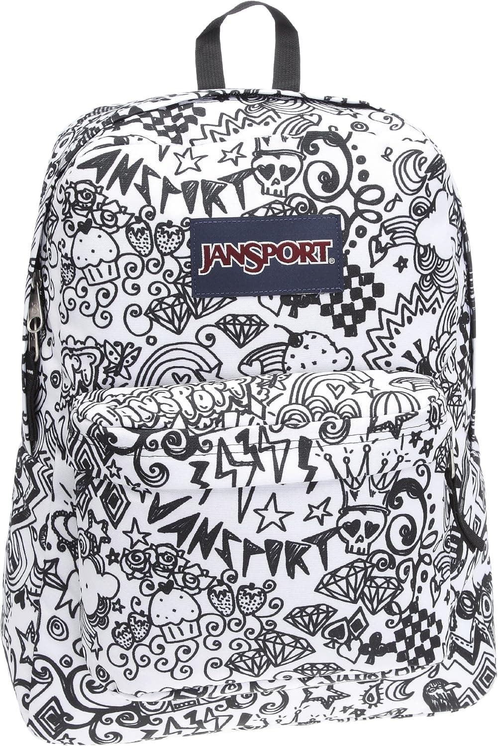 JanSport Classic SuperBreak Backpack, Black/White Doodle
