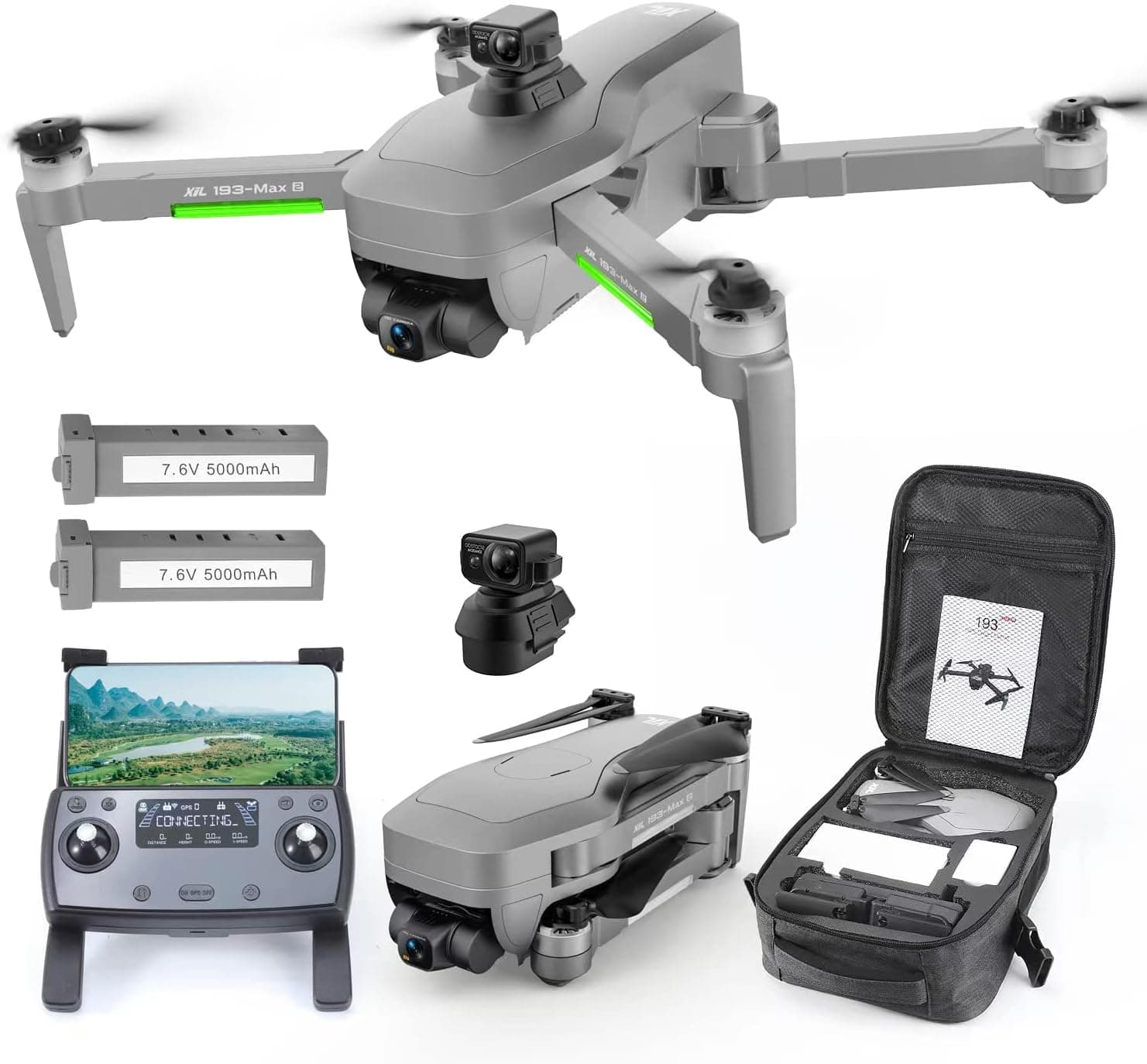 XiL 3-Axis Gimbal GPS Drone with 4K EIS Camera for Adults , 13000ft Video Transmission,193MAX2 FPV Quadcopter with 66 Mins Long Flight Time, Obstacle Avoidance, Auto Return Home,Brushless Motor