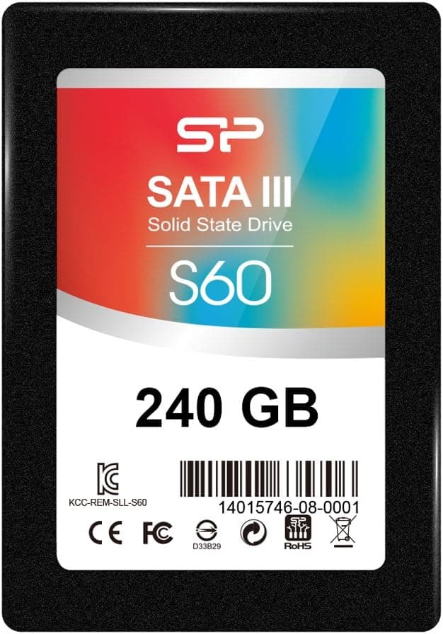 Silicon Power 240GB S60 2.5" 7mm SATA III 6Gb/s Internal Solid State Drive (SP240GBSS3S60S25)