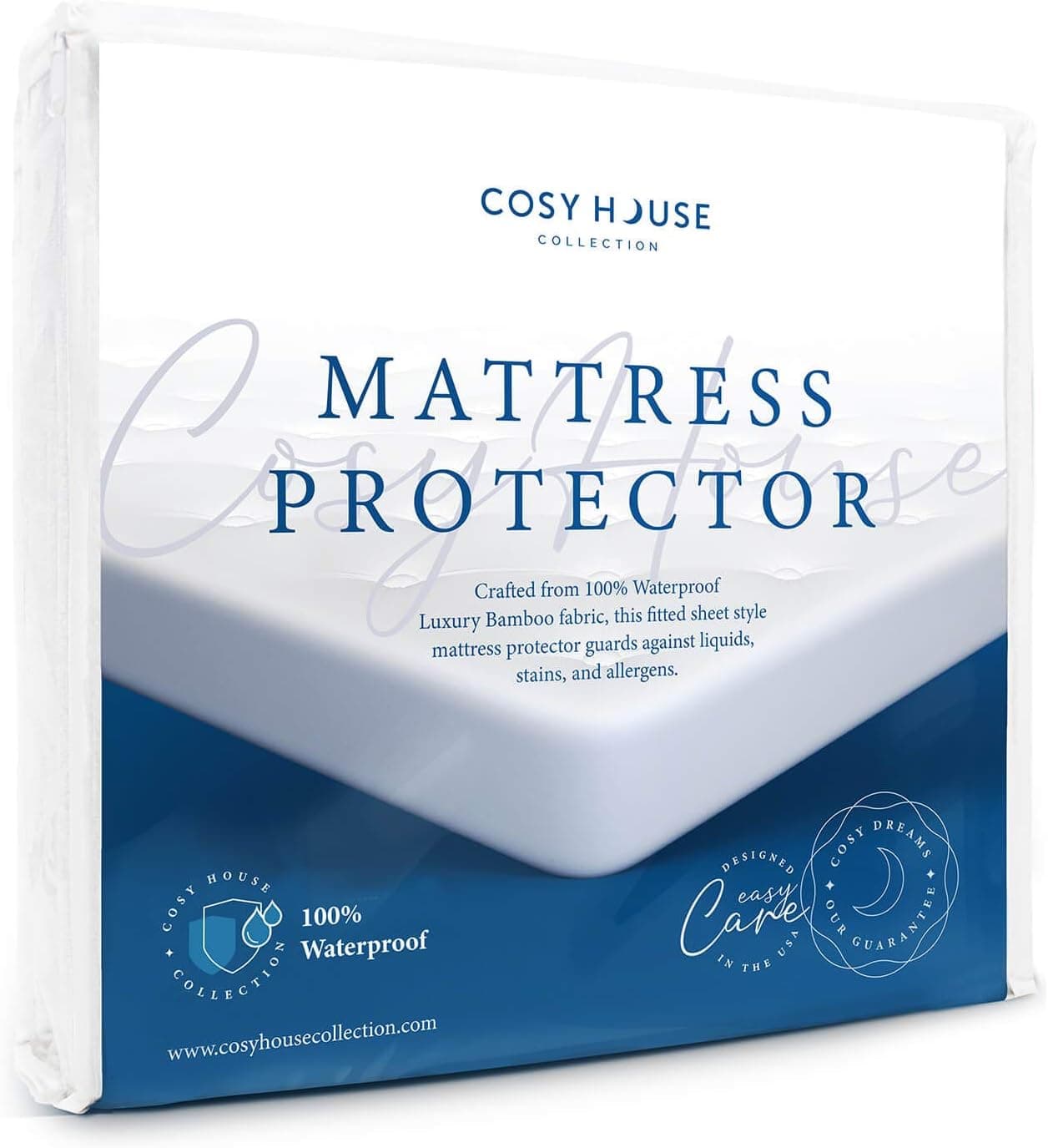 Cosy House Collection Luxury Mattress Protector - Blend of Rayon Derived from Bamboo - Master Bedroom Essentials - Ultra Soft Comfort, Stays Cool & Quiet - Premium Fitted Sheet Style (Queen)
