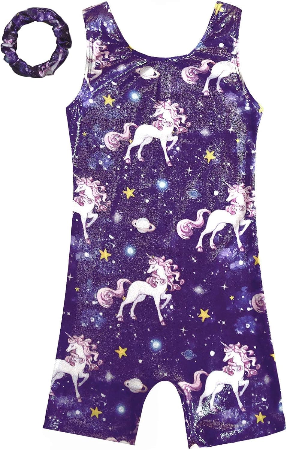 Gymnastics Leotards for Girls Sparkly Unicorn Outfits Matching Hair Scrunchie