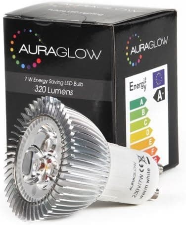 Auraglow 7w LED Gu10 Light Bulb, Warm White, 50w Equivalent