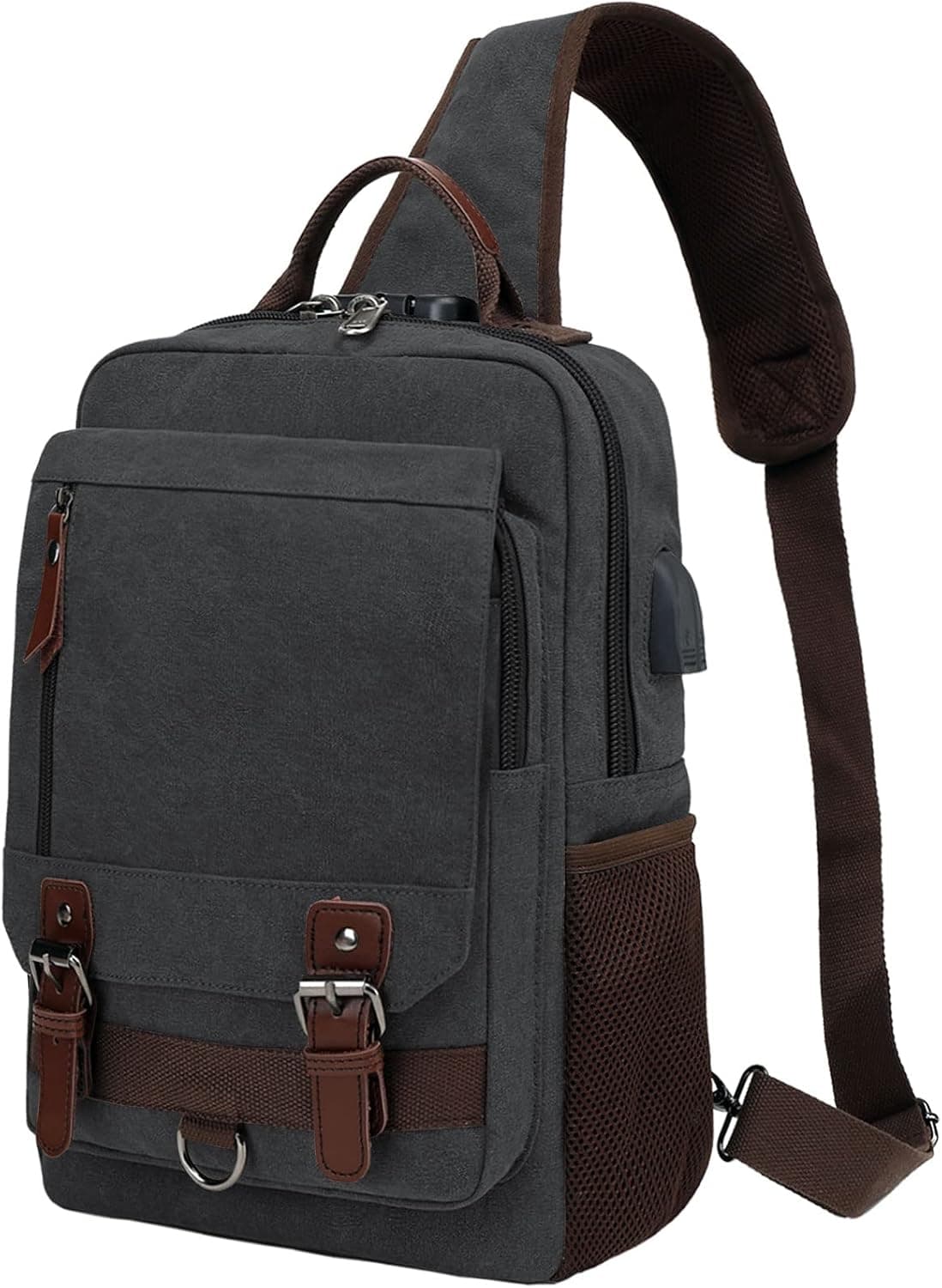 BASICPOWER Messenger Bag Canvas Sling Crossbody Backpack Laptop Casual Travel for Men Women