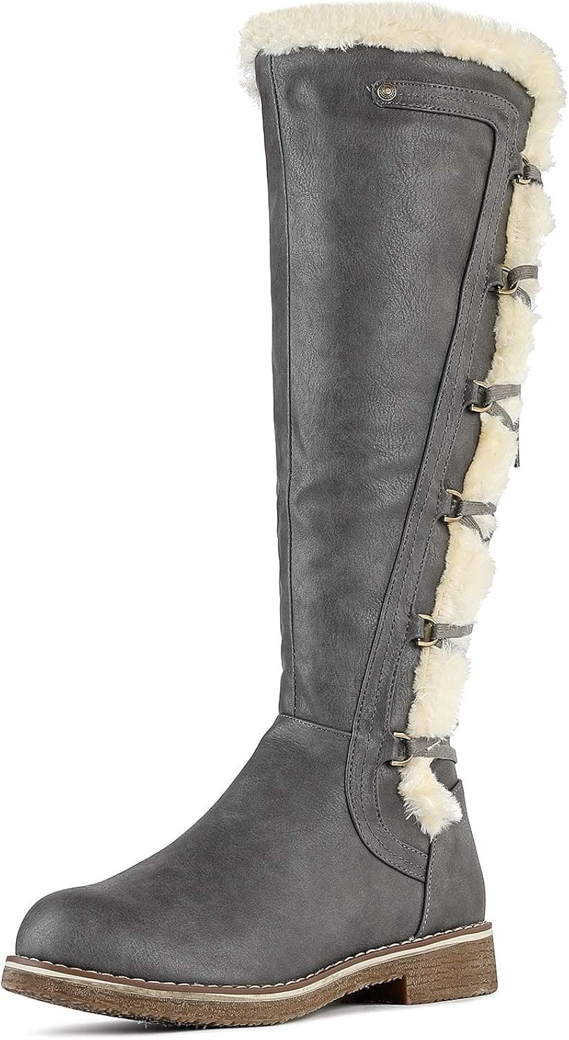 DREAM PAIRS Women's BUSON Faux Fur Knee High Riding Boots