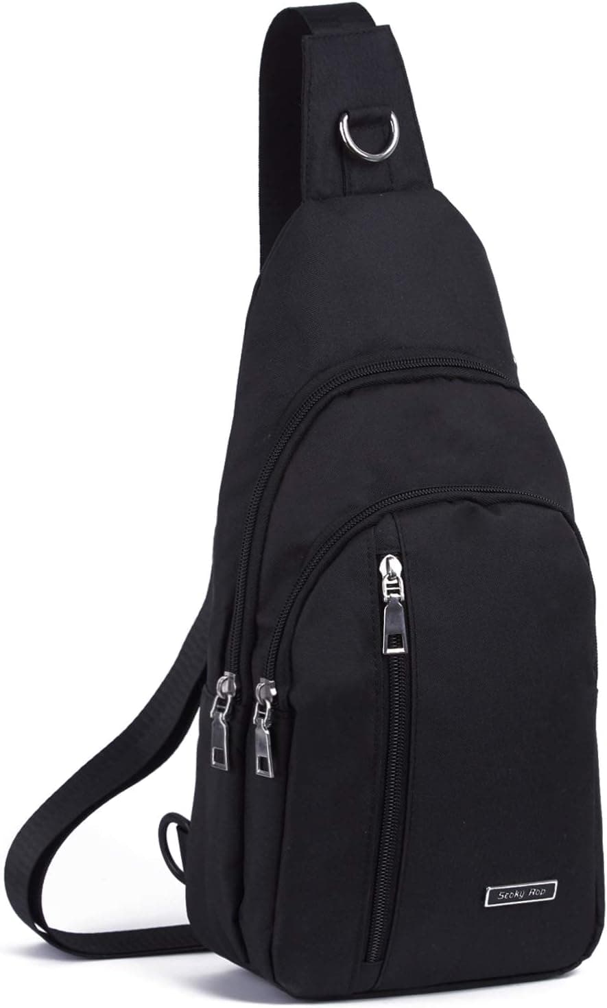 Seoky Rop Small Sling Bag for Men Women One Strap Shoulder Crossbody Backpack with USB Charging Port for Hiking Cycling Travel Black