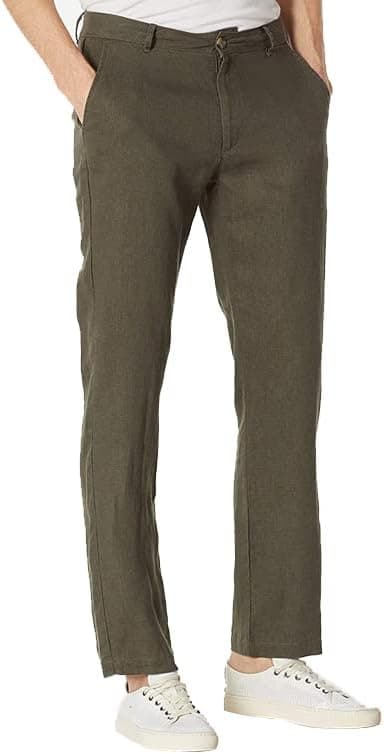Isle Bay Linens Men's Summer 100% Linen Blend Breathable Waist Comfort Lightweight Dress Pants