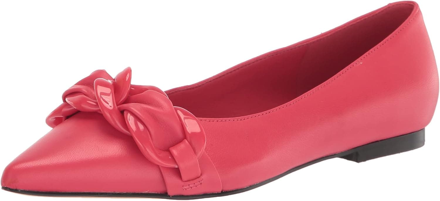NINE WEST Women's Buyme Ballet Flat, Coral Orange, 10