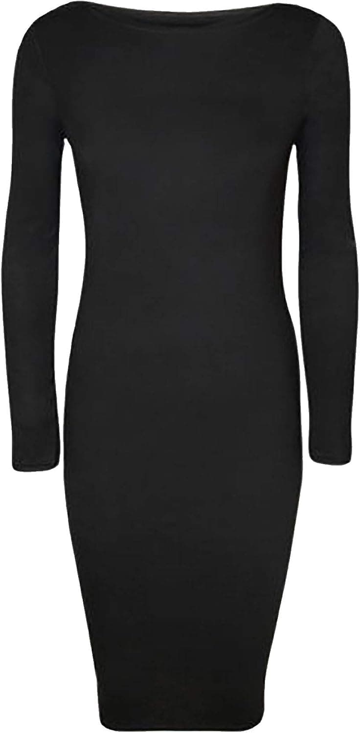 Baleza Women's Inspi Long Sleeve Bodycon Midi Calf Length Dress