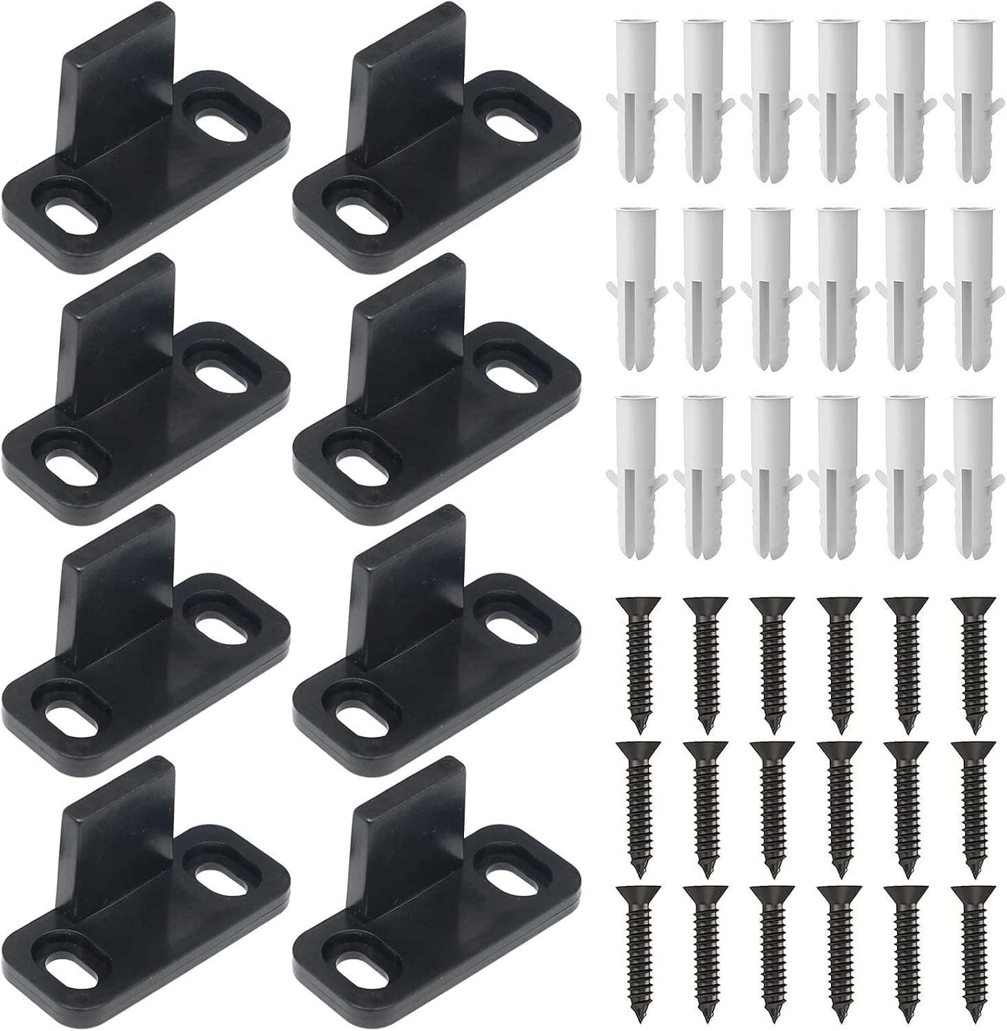 Rainmae 8 Pieces Sliding Barn Door Floor Guide No Groove Door Guide Adjustable Clip Floor Mounted Bottom Track Guide Hardware Bypass Door Guide Plastic Limit The Door with Screws