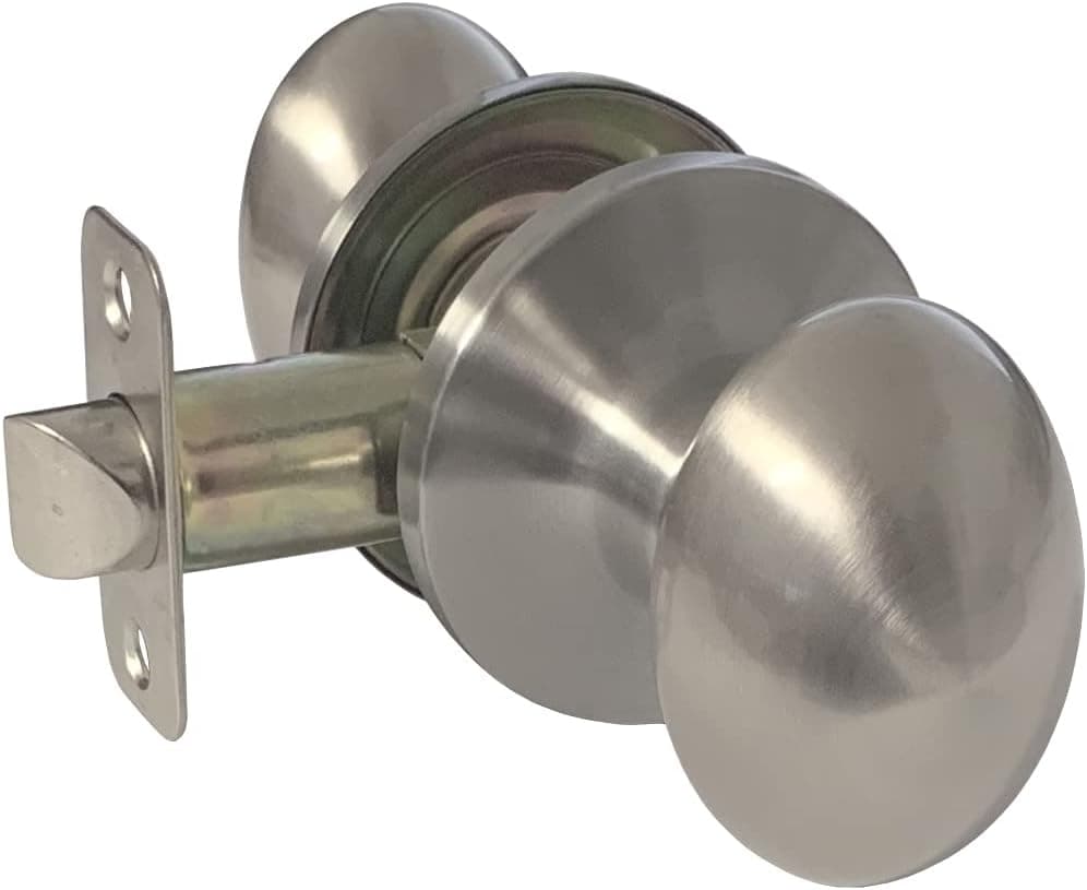 Satin Nickel Lock Door Oval Egg Shaped Style Knob Handle Entry/Privacy/Passage/Dummy/Deadbolt 6093DC (Passage Hall and Closet (No Lock))