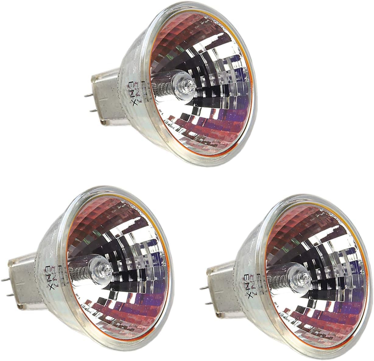 EiKO ENX Dichroic Reflector Light Bulb (Pack of 3), 82V, 360 Watts, 4.39 Amps, GY5.3 Base, MR16 Bulb, CC-8 Filament, 1.75"/44.5mm MOL, 2"/50.8mm MOD, CT deg K 3300, 75 Rated Life