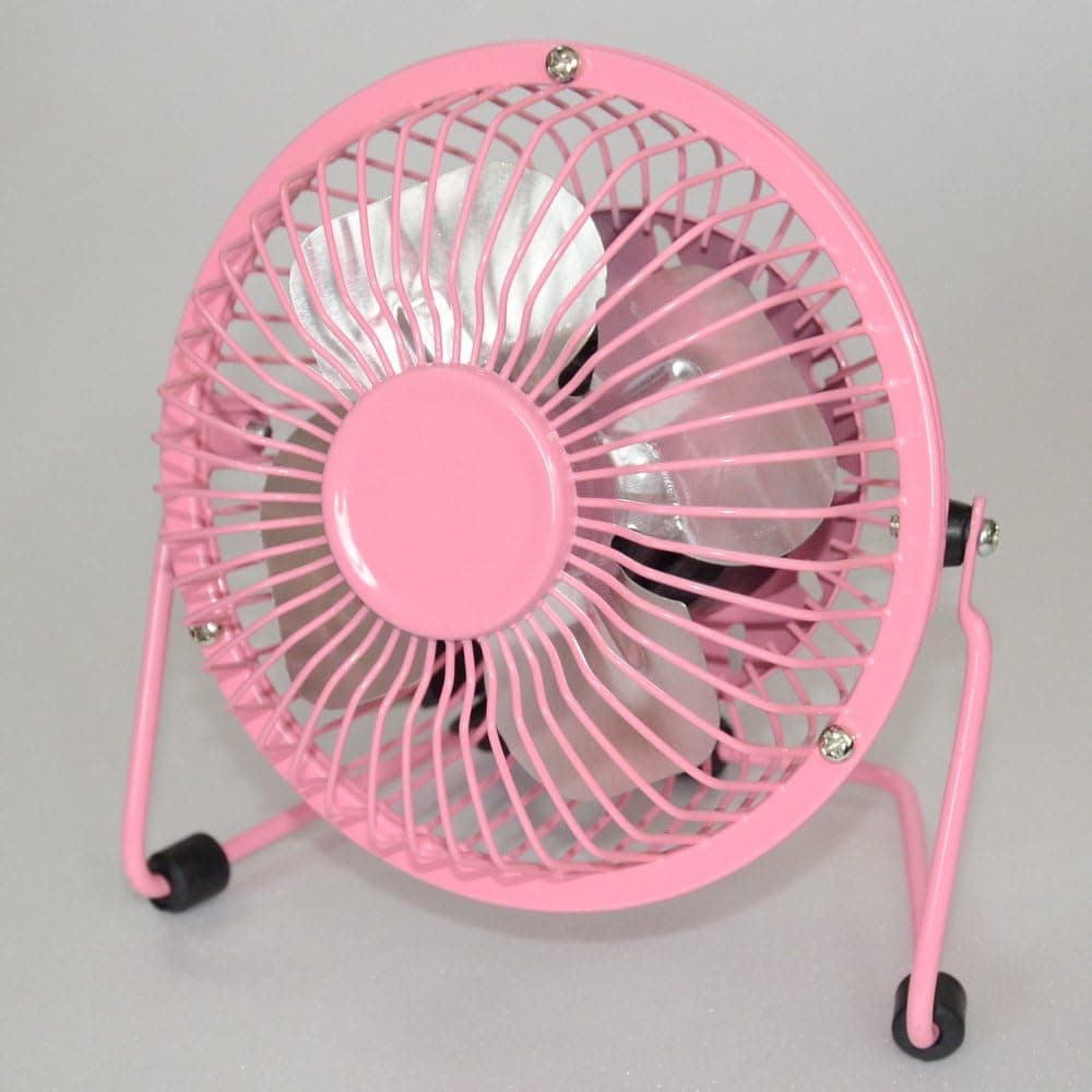 Quiet USB Mini Desktop Fan Mini USB Desk Fan Metal Design, Quiet Operation, USB Cable, High Compatibility with On/off Switch @Anwing (4" Pink )