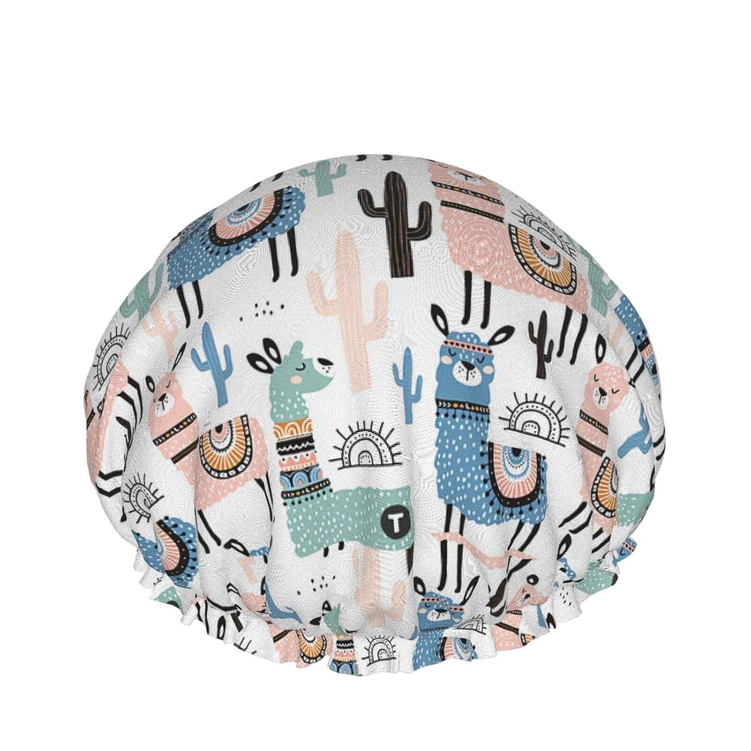 Shower Cap for Women, Shower Cap Llama Hair Bonnet Double Layer Waterproof Reusable Bath for All Lengths