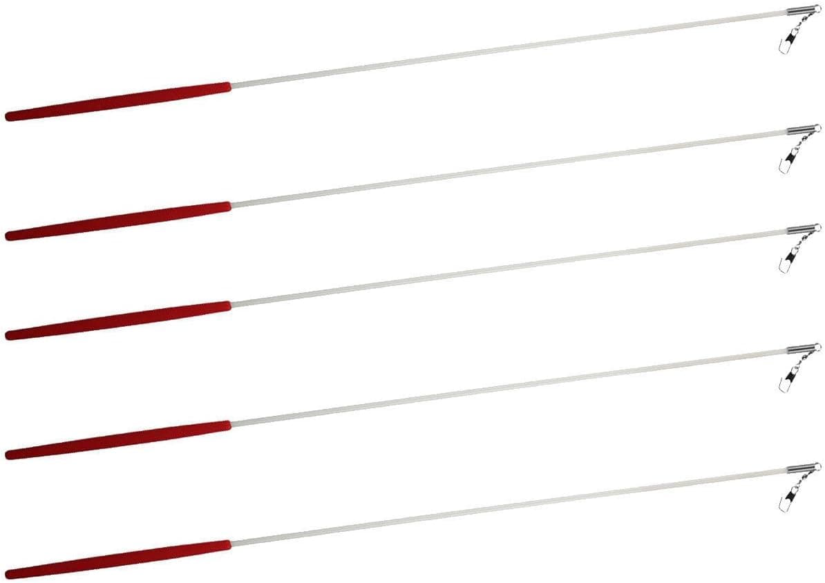 Kats'N Us 5 Gymnastic Batons Ribbon Sticks 19 Inch White Rod Red Handle - No Ribbons