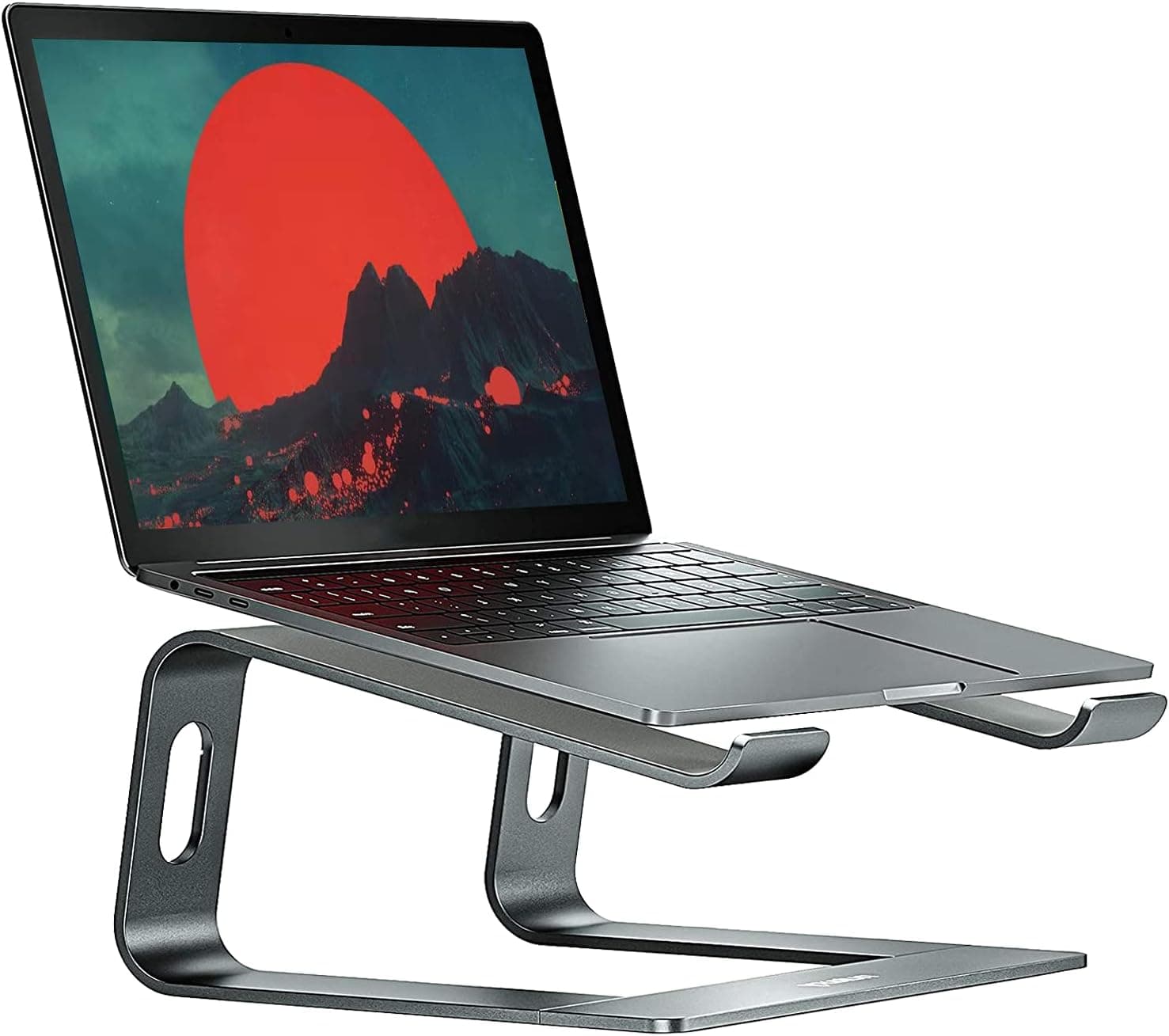 FEZOBR Laptop Monitor with Stand, Aluminum Flat Panel Computer Monitor, Laptop Monitor Expander with Touch Keyboard, touchable Portable Laptop Screen for 10-15.6 Inches Notebook Computer (Space Gray)