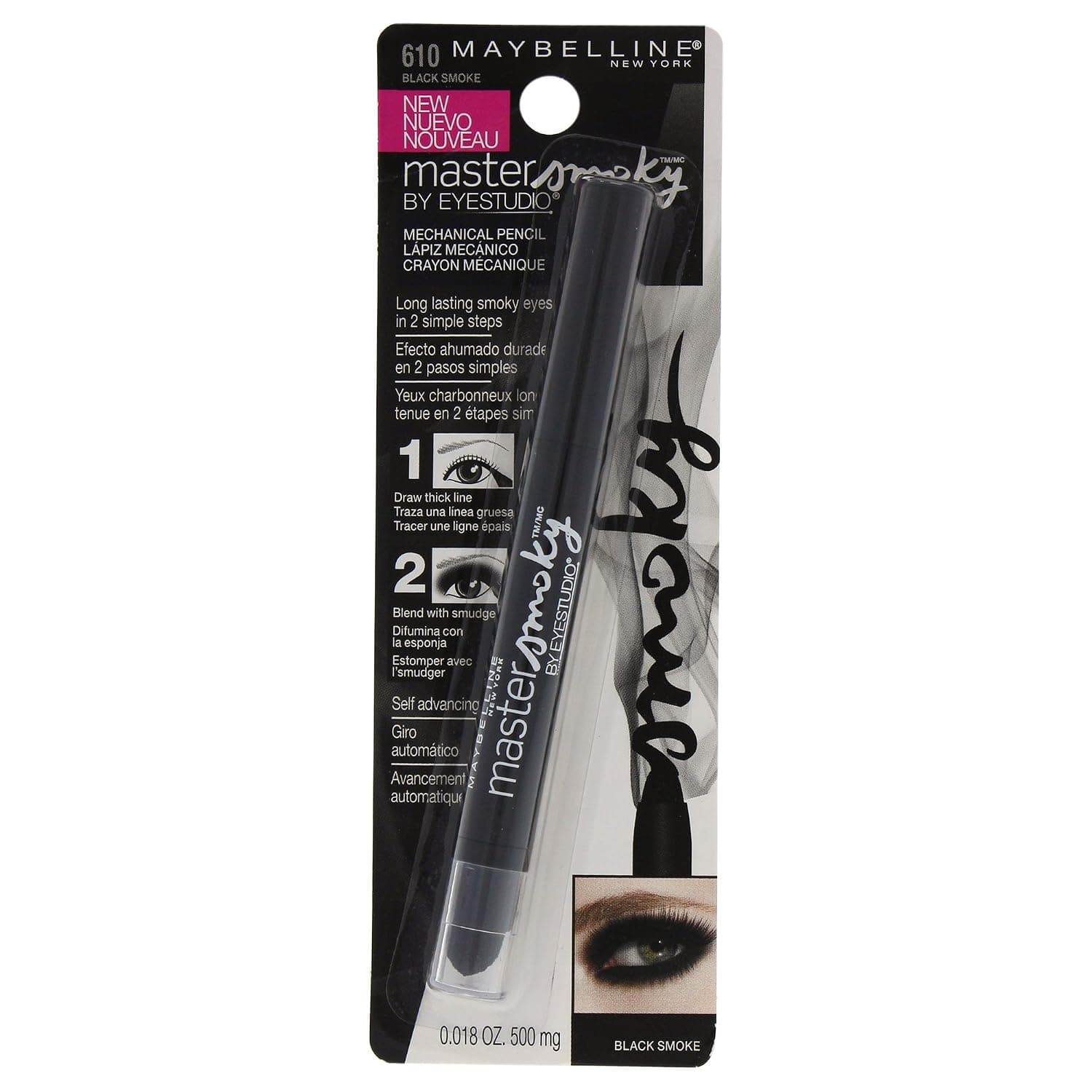 Maybelline New York Eye Studio Master Smoky Shadow Pencil, Black Smoke, 0.018 Ounce