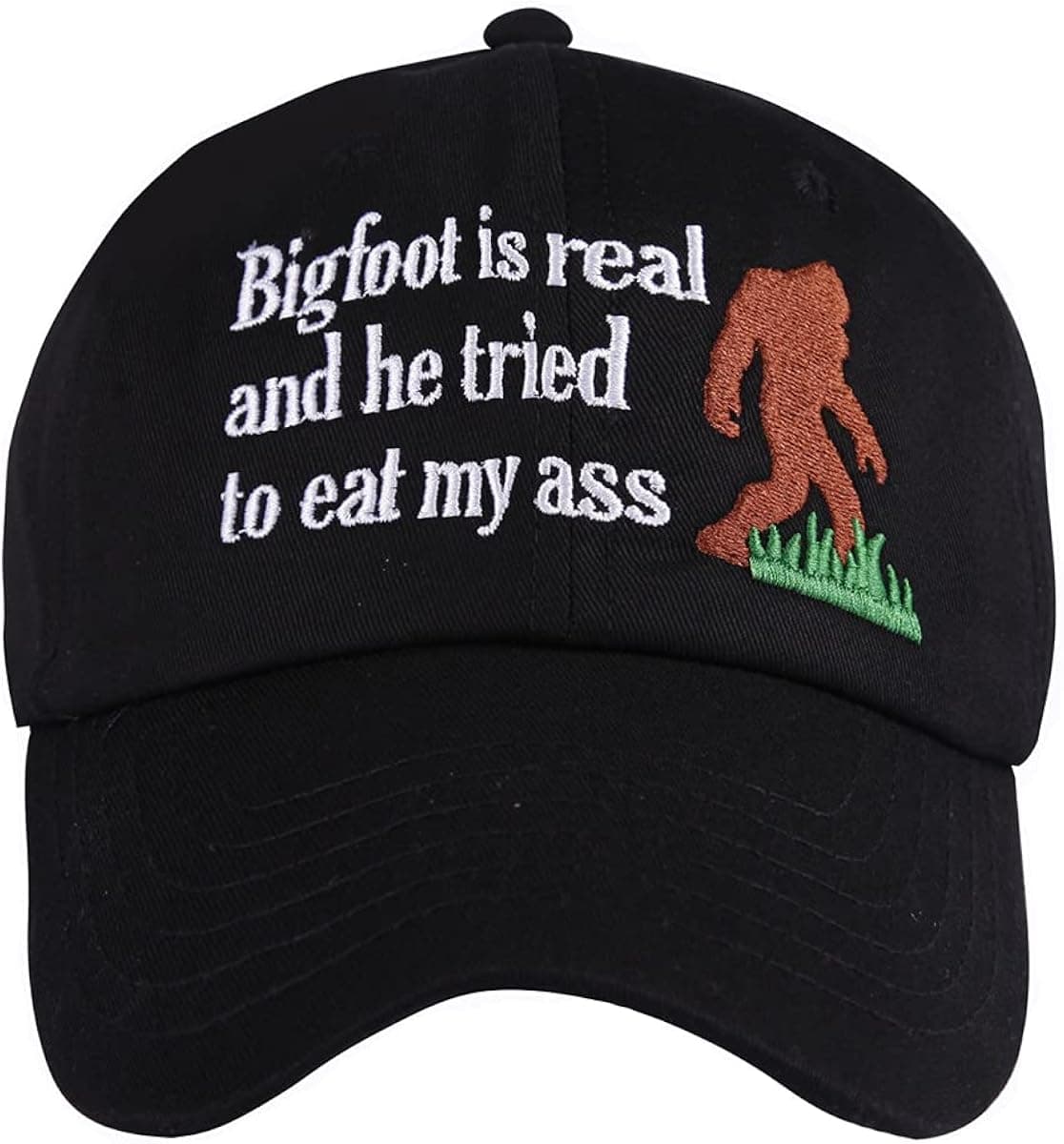 Bigfoot is Real and He Tried to Eat Hat Cotton Bigfoot Costume Gifts Baseball Hats Black
