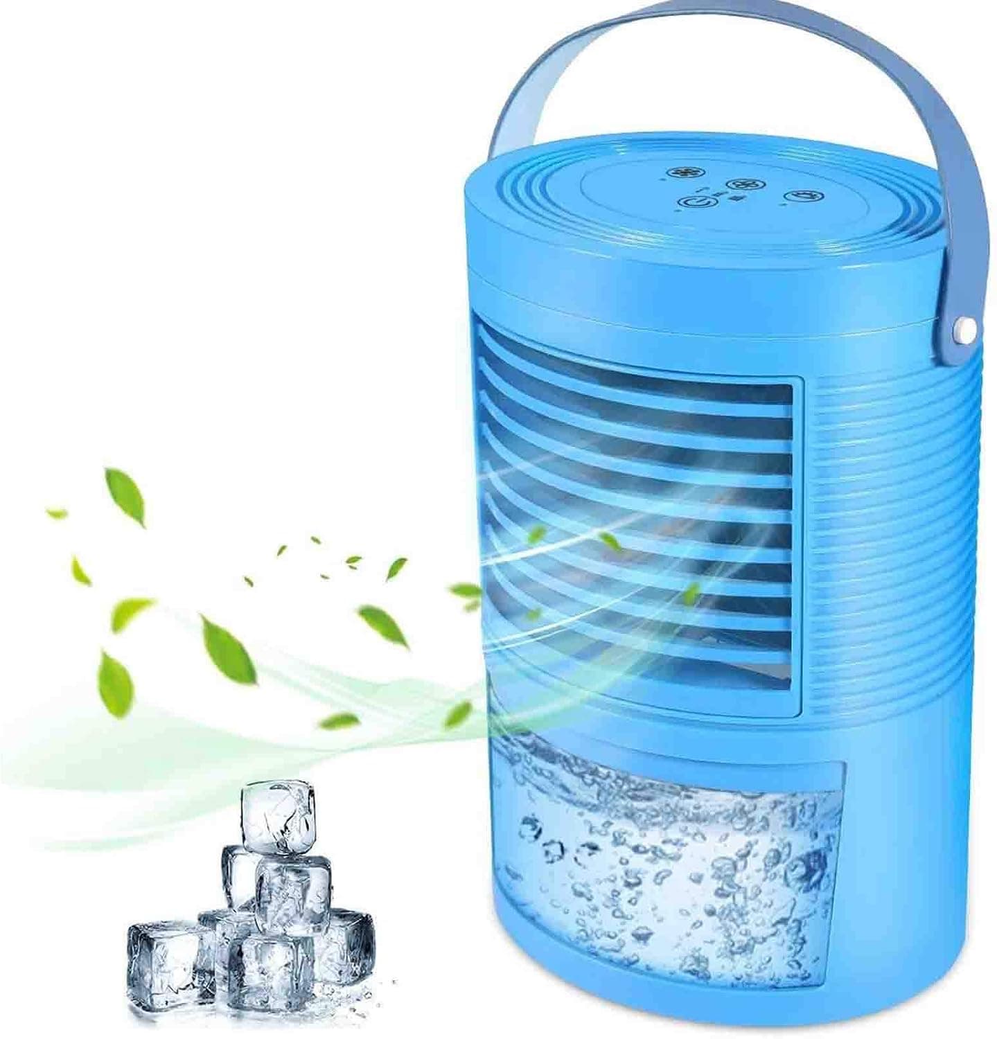 Portable Air Conditioner, Personal Space Air Cooler Quiet Desk Fan Mini Evaporative Cooler with 7 Colors Night Light, Air Circulator Humidifier Misting Fan for Office Bedroom (Black)