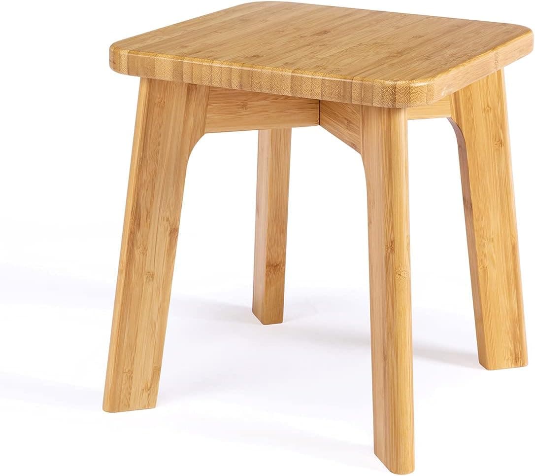 NIBEAO Kitchen Bathroom Bamboo Step Stool for Kids and Adults, Holds up to 300 lbs