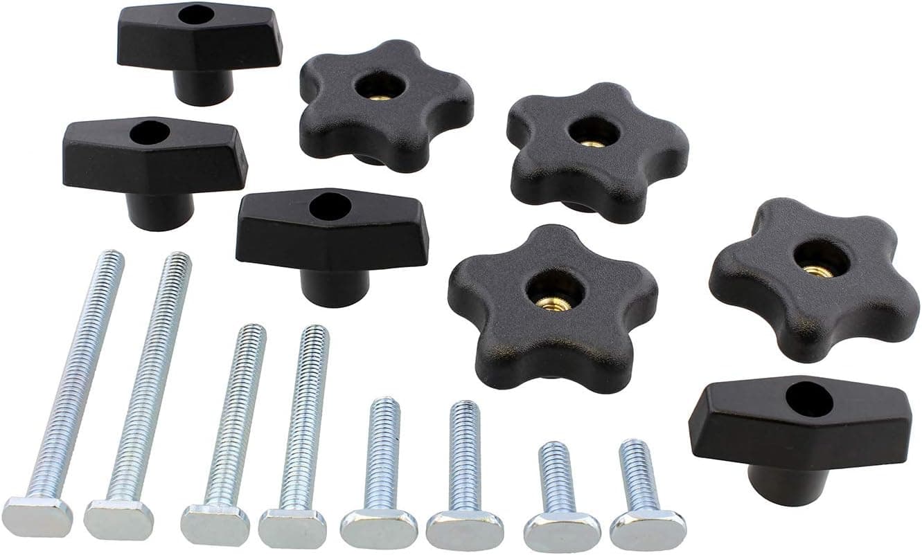 DCT Jig Hardware Kit – 16 Pc Woodworking Hardware for Universal T Track and Woodworking Jigs, T Track Knobs and Bolts