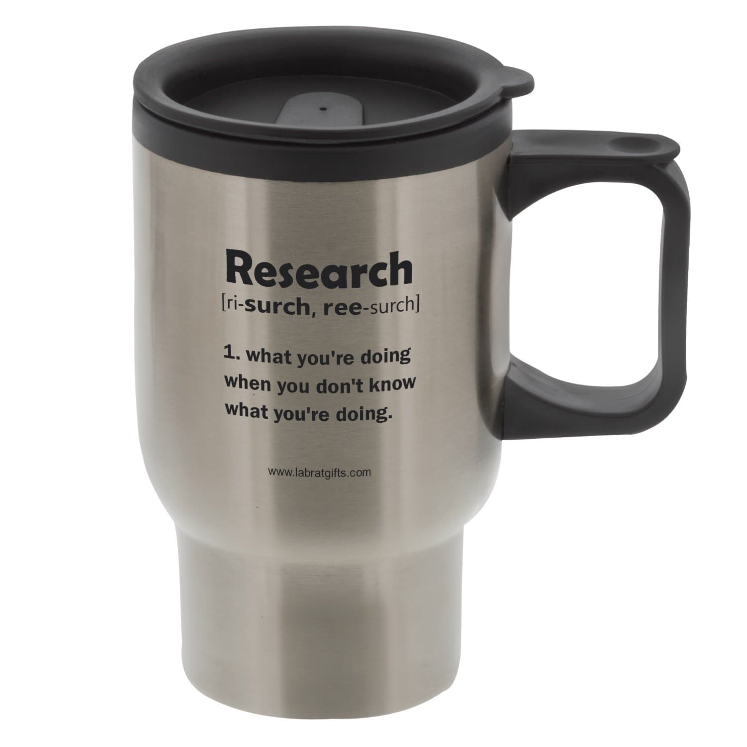 Funny Science Themed"Research" Travel Mug, 16 oz.