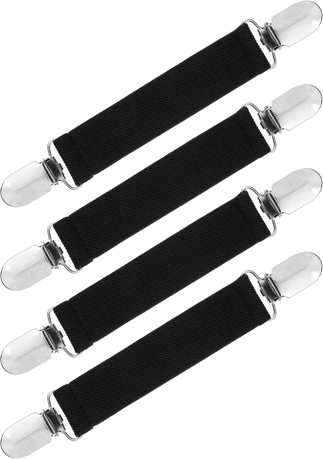 SATINIOR 4 Pieces Bed Sheet Holder Straps with Grippers Clips to Hold Sheets Together, Mattress Sheets Grippers for Flat Sheets, Fitted Sheets, Ironing Board Cover