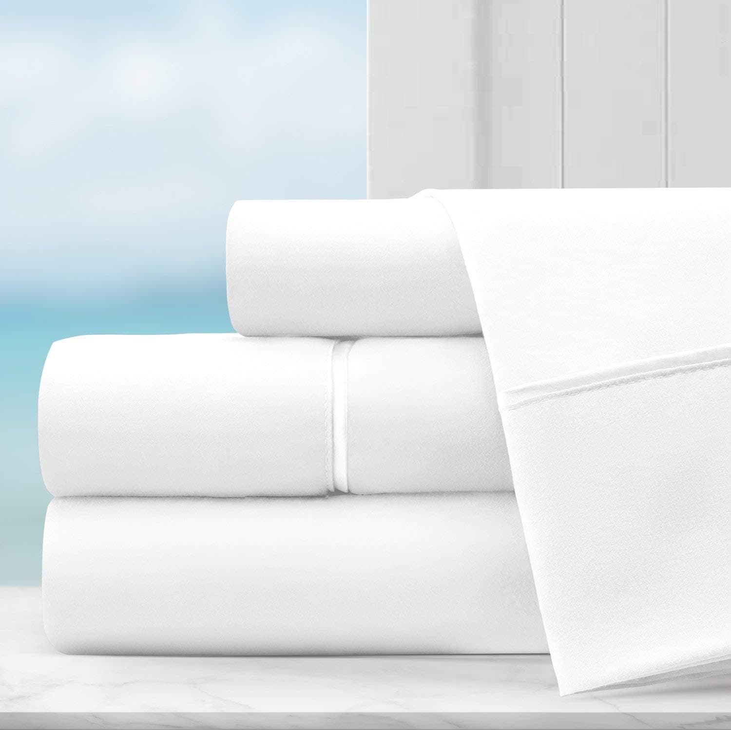 Coastal Comfort Egyptian Luxury Hotel Collection Bed Sheet Set - Hotel Quality Ultra Soft Double Brushed Microfiber Sheets with Deep Pocket - Hypoallergenic - Twin - White
