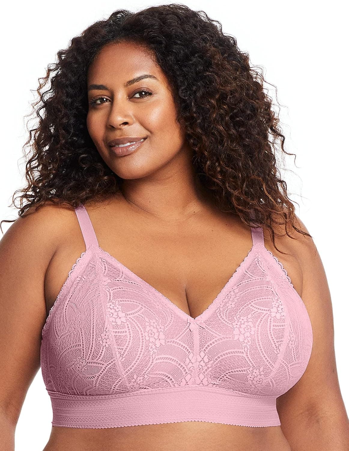 Glamorise Women's Plus Size Luxe Lace Bralette Wirefree #7012