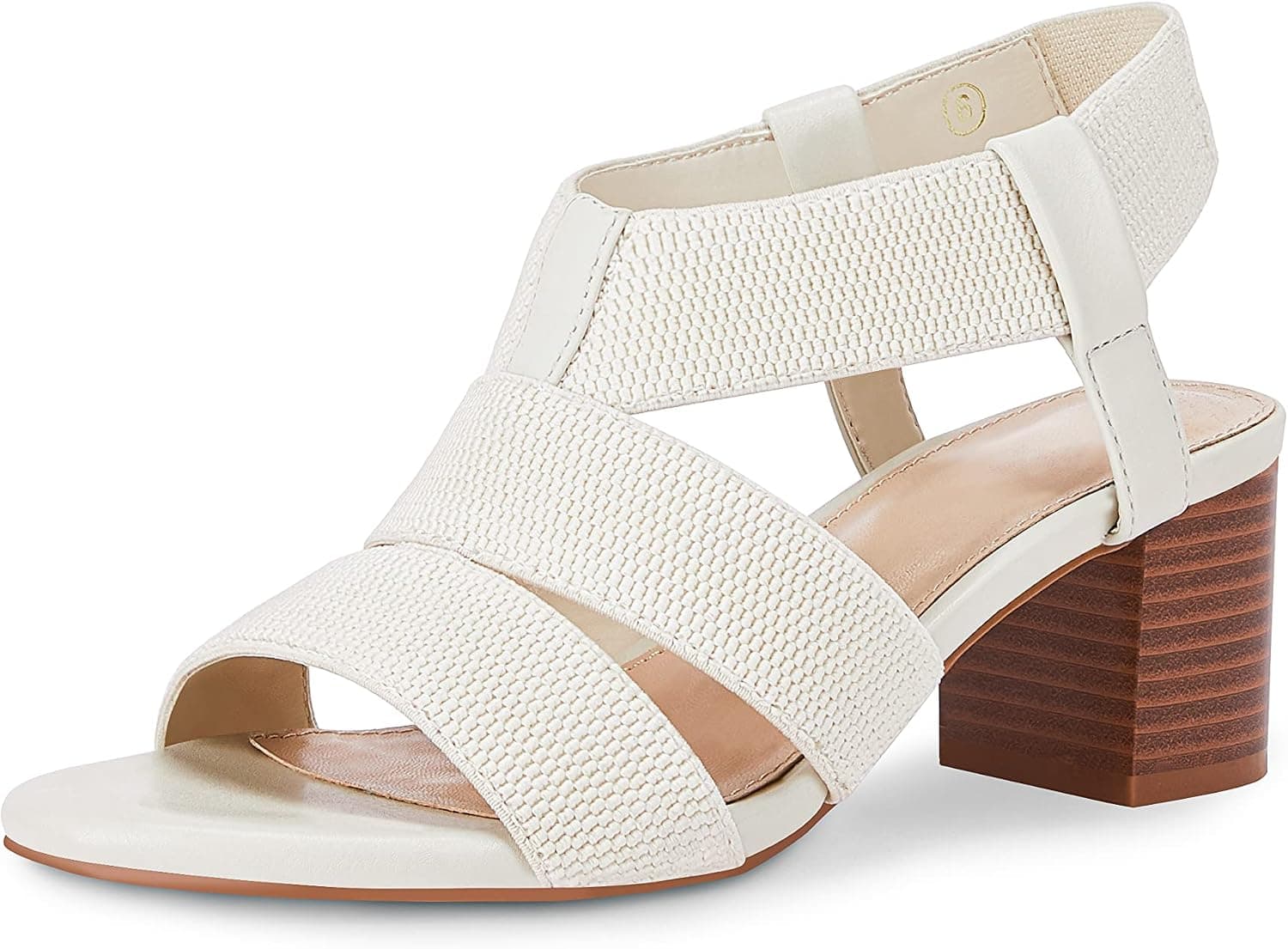 Women's Chunky Block Heeled Sandals Slip On Elastic Ankle Strap Open Toe Dressy Pumps Casual Comfort Shoes