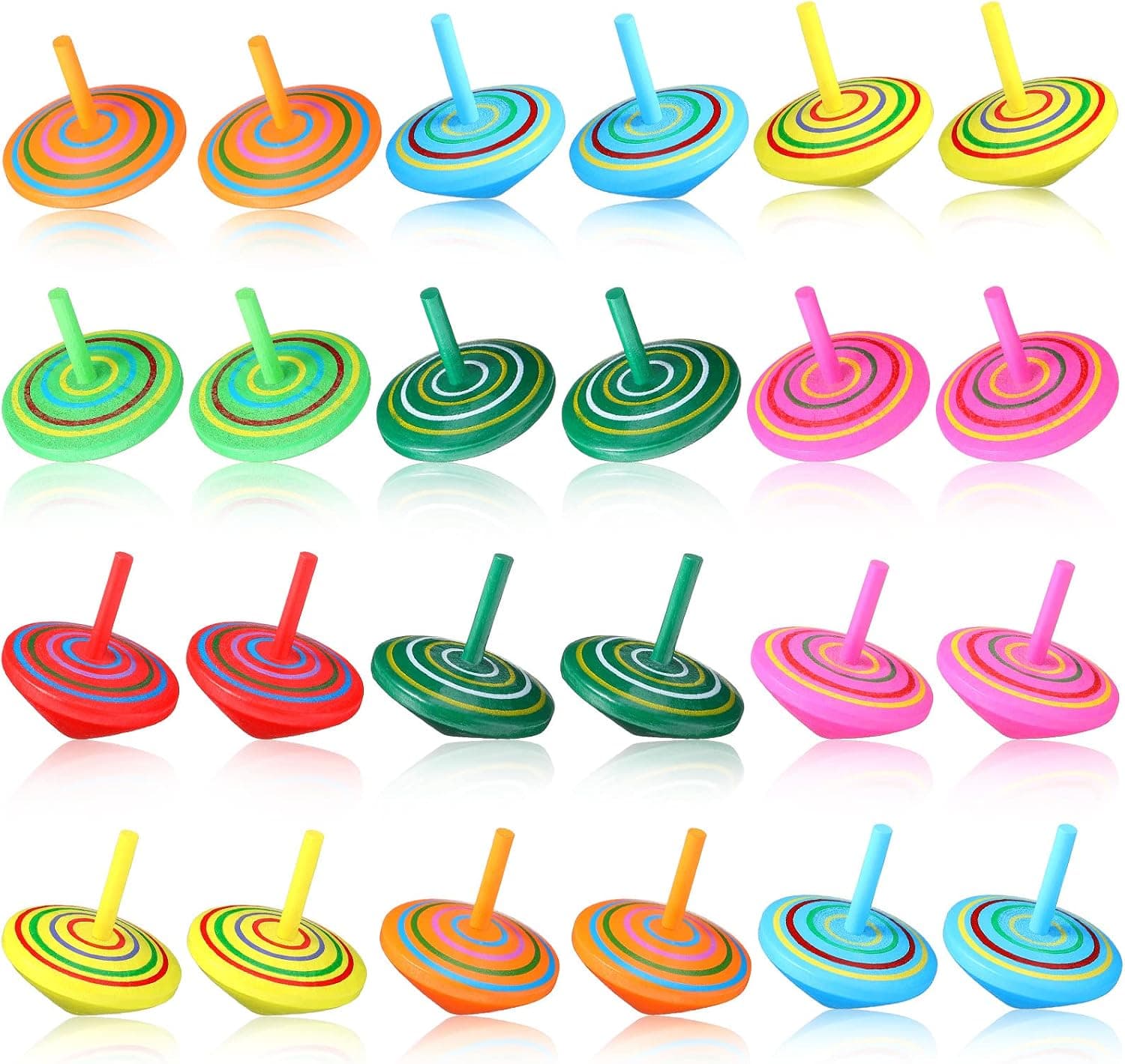 Wood Colorful Tops for Kids, Wooden Gyroscopes Toy, Educational Toys Kindergarten Toys, Rainbow Colorful Tops for Family Games (24 Pieces)
