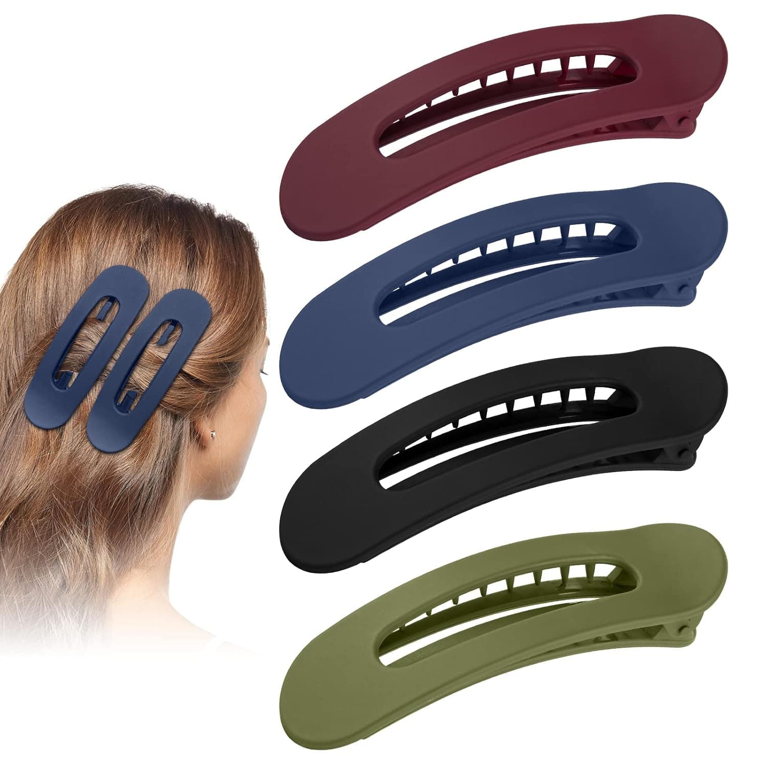 YAYMEW 4pcs French Hair Clips for Styling and Sectioning Smooth Colorful Resin Duckbill Alligator Plastic Hair Barrettes Pins Band Durable Snap Anti-Slip Accessories for Women Girls Thick Hair