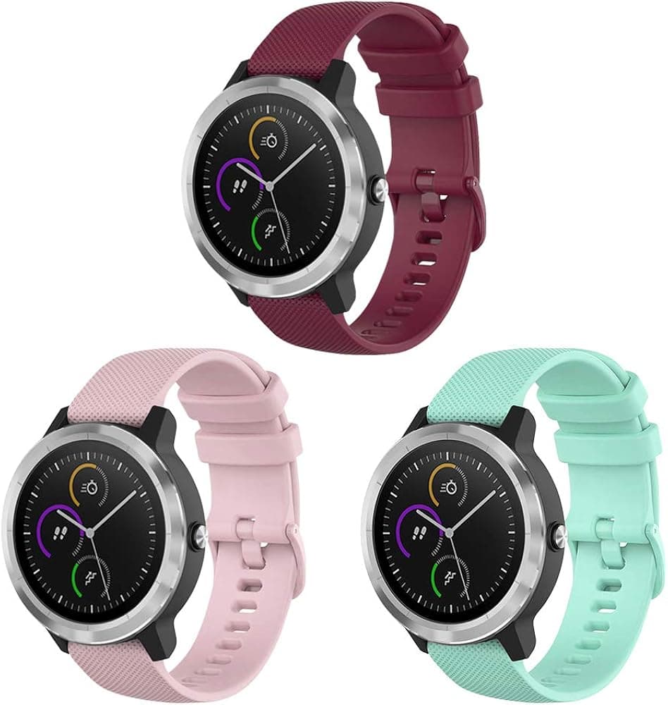 Bands for Garmin Vivomove 3S / Vivoactive 4S/ Active S, Fossil Q Venture Gen 4 HR/Gen 5E 42mm Soft Silicone Quick Release Strap,18mm Band Replacement Wristbands for Women Men