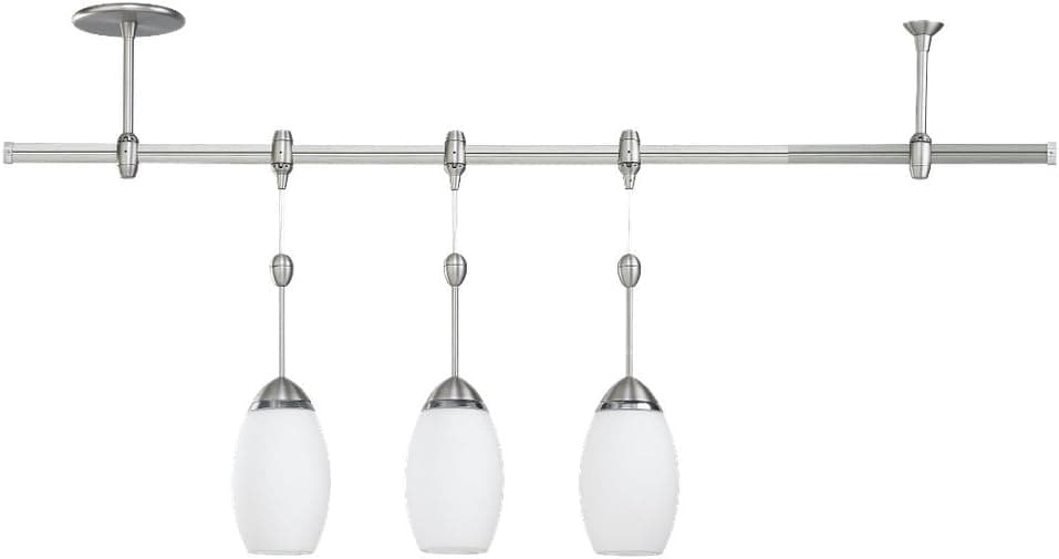 Sea Gull Lighting 94516-965 Island Pendant with Opal Cased Etched Glass Shades, Antique Brushed Nickel Finish