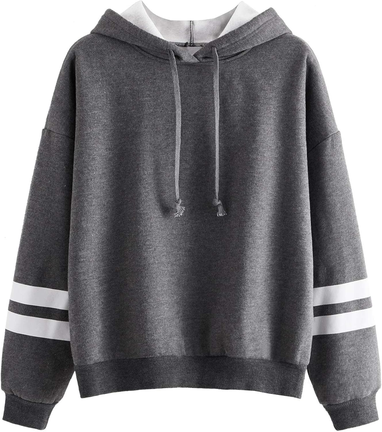 SweatyRocks Sweatshirt Pullover Fleece Drop Shoulder Striped Hoodie