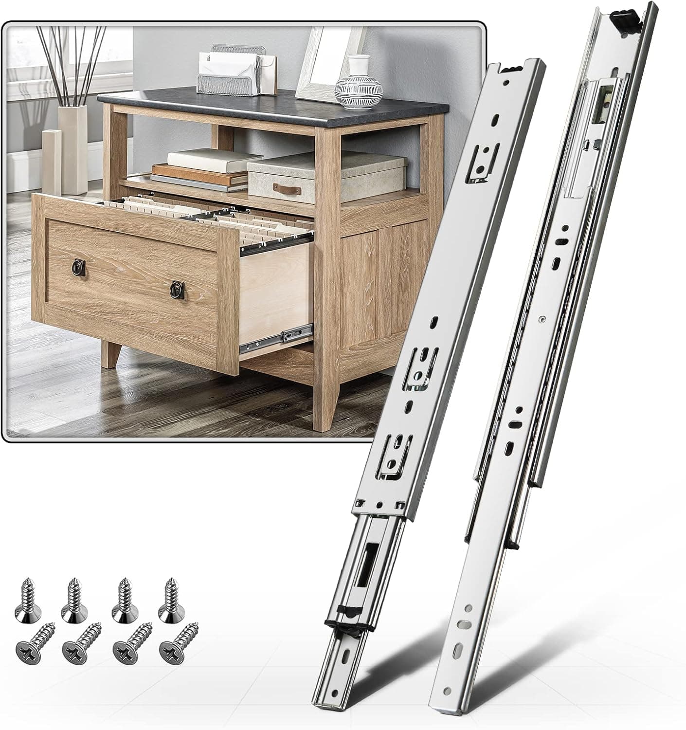 SHUHANG Full Extension Drawer Slides 10 12 14 16 18 20 22 24 Inch 100lb Load Capacity Side Mount Ball Bearing Glides Runners Rails Cabinet Dresser Wardrobe Kitchen Trash (22 Inch,1 Pair)