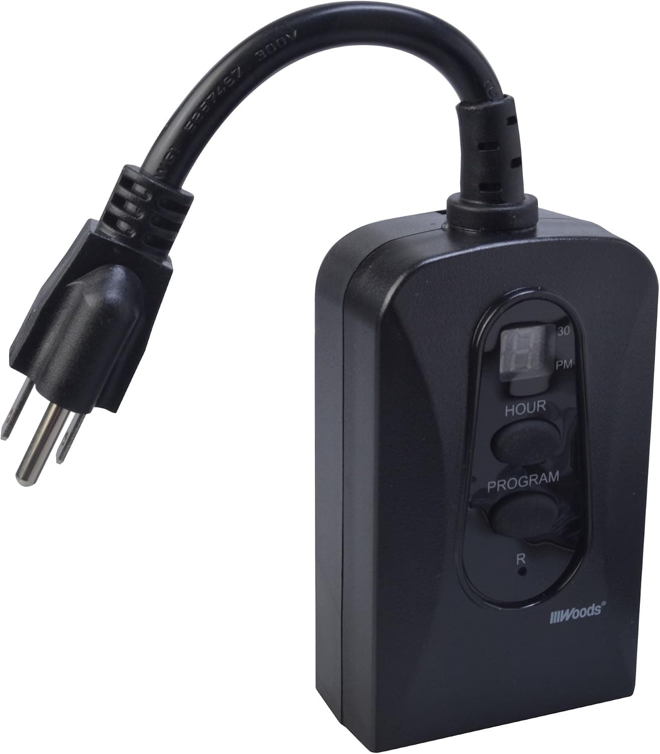 Woods 50016 50016WD Outdoor 24-Hour Digital Plug-in Block Heater Timer, 2 Grounded Outlets, Energy Saving, Quick Tool Free Set Up, Programmable 30 Minute Intervals, Multi