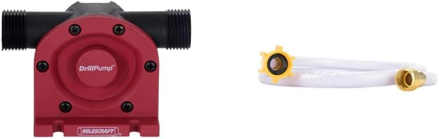 Milescraft 1314 DrillPump750 - Self Priming Water Pump Attachment for Drills & Camco 4ft TastePURE Drinking Water Hose - Lead and BPA Free, Reinforced for Maximum Kink Resistance, White