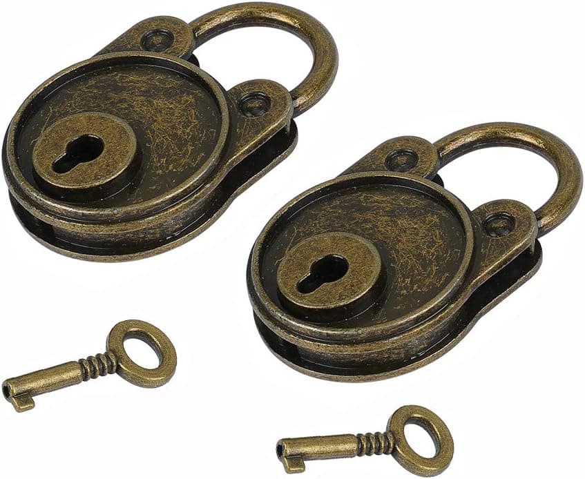 Z-COLOR 2pcs Vintage Bear Antique Style Mini Archaize Padlocks Key Lock with Key for Handbag Small Luggage Tiny Craft Diary Toy Box (Bronze)