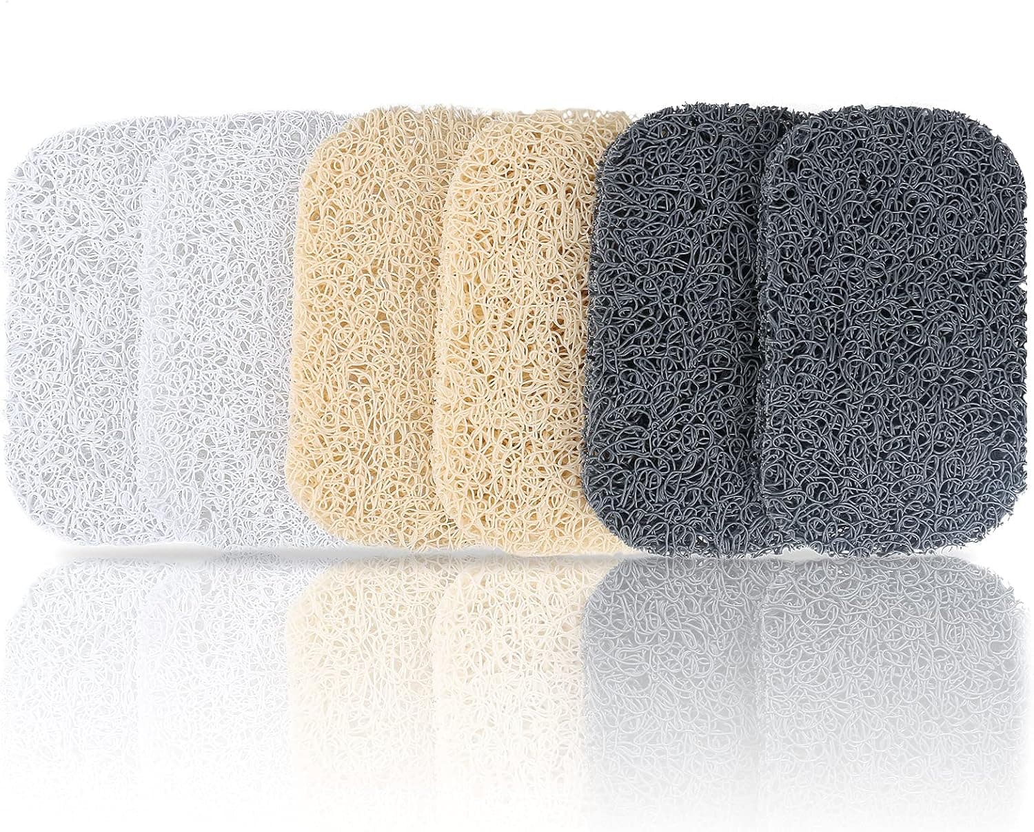 6PCS Bar Soap Saver Holder for Shower, Self Draining Pads for Soap Lift Dish, Soaps Savers Tray Mat for Bathroom