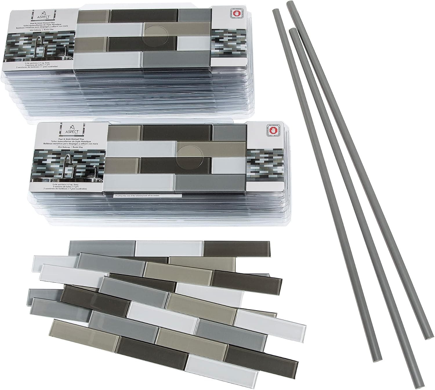 Aspect Peel and Stick Matted Glass Backsplash Kit in Rustic Clay for Kitchen and Bathrooms (15 sq ft Kit)