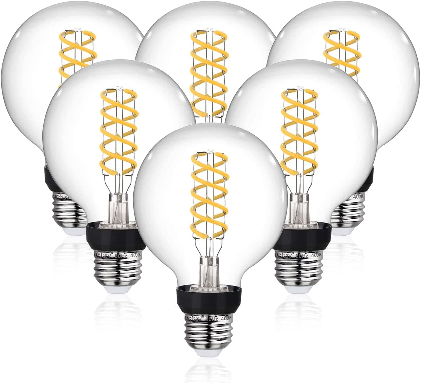 MEILUX G25(G80) 6W Globe Edison LED Light Bulbs, Neutral White 4000K, 6W Equivalent to 60W, 600LM E26 Base Dimmable with 80+ CRI, Vintage LED Filament Clear Bulbs for Bathroom Bedroom Vanity(6 Pack)