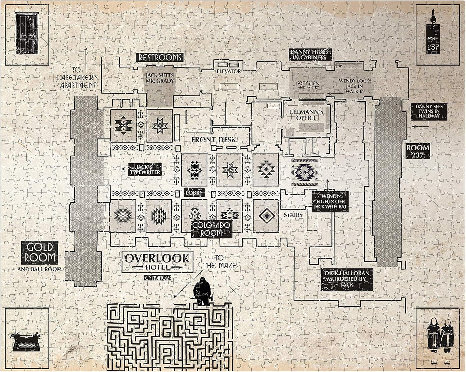 Paladone The Shining Floor Plan 1000 Piece Jigsaw Puzzle - Officially Licensed Merchandise, Red