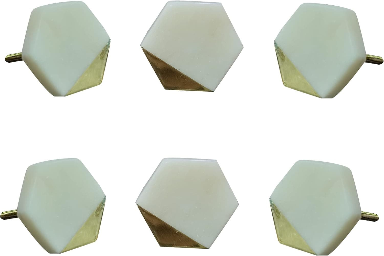 Perilla Home Set of 6 Marble Knobs Decorative Hexagon Knobs for Home Kitchen Cabinet Hardware Cupboard Glass Door Dresser Wardrobe and Drawer Pulls